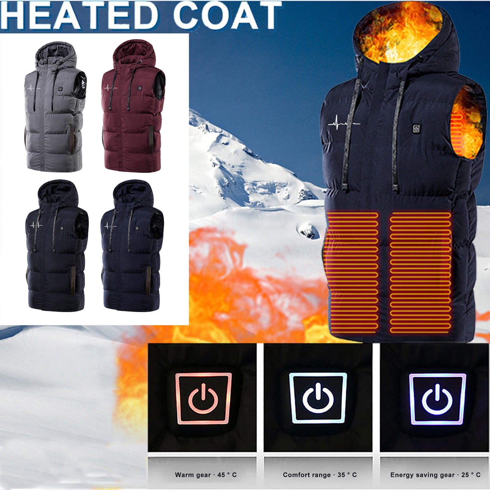 Cyber Deals Aufmer Unisex Heated Vest Winter Jacket 7 Control Outdoor