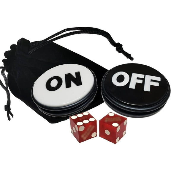 Cyber-Deals Bundle 2-Sided On Off Craps Dealer 3" Puck, Genuine Casino Craps Dice Pair, Storage Pouch