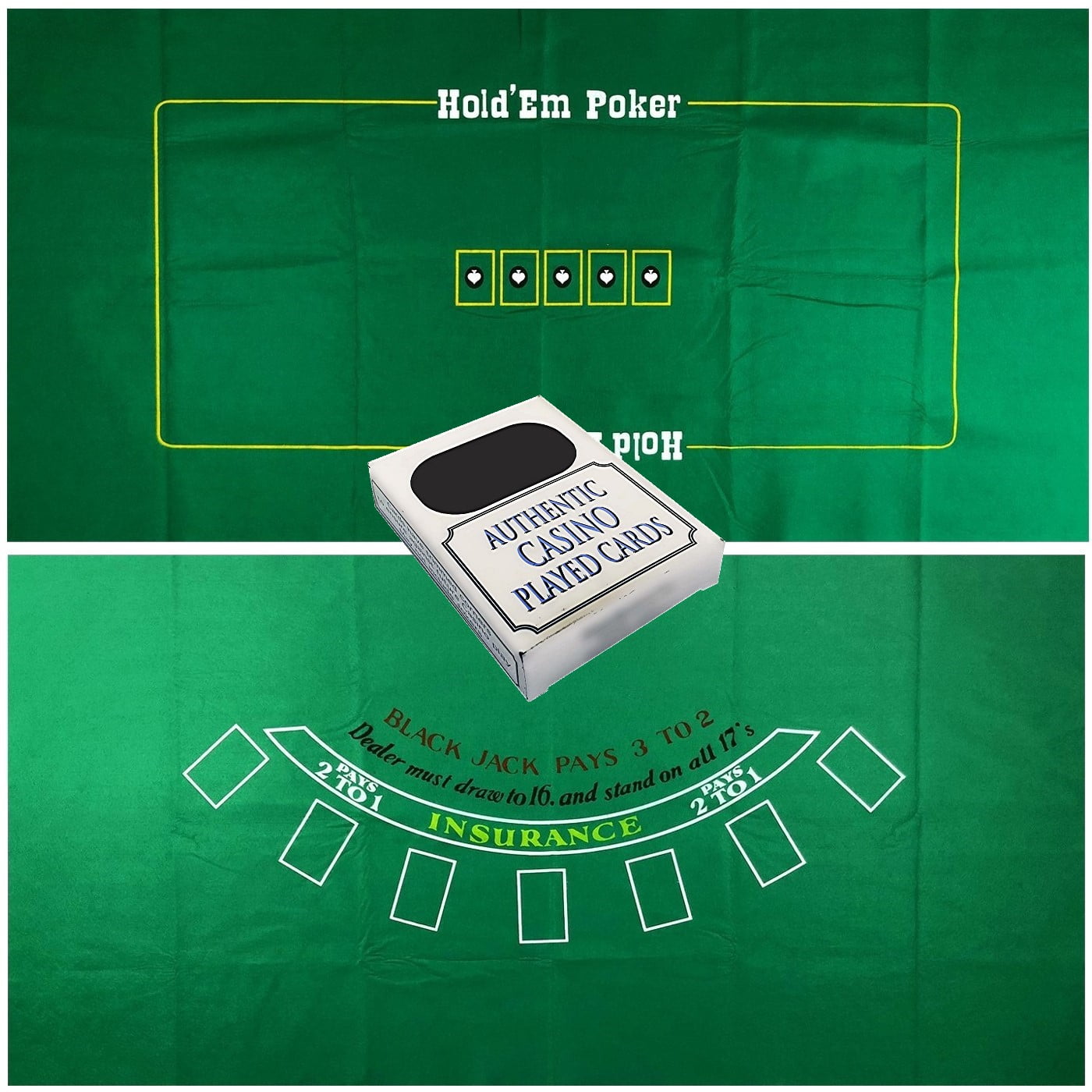 CyberDeals Bundle Blackjack & Texas Hold’em Poker 2Sided Table Layout