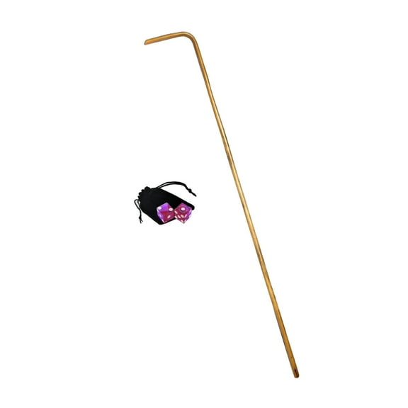 Cyber-Deals Craps Dealer 36" Rattan Dice Stick, Featuring Genuine Las Vegas Strip Casino Dice with Storage Pouch