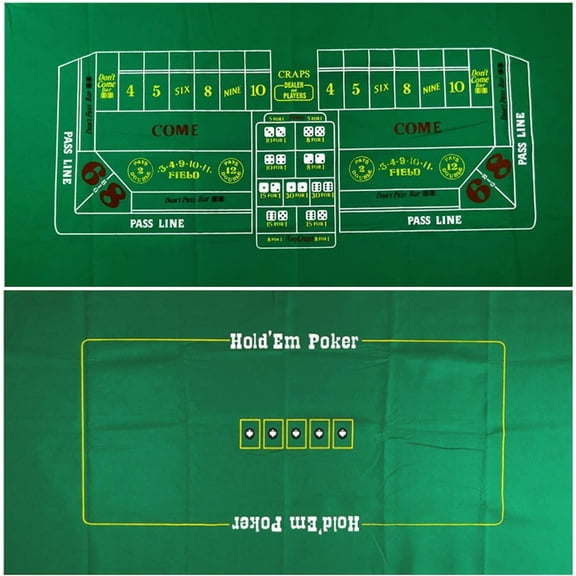 Cyber-Deals Exclusive Craps & Texas Hold'em Poker Layout 2-Sided Reversible Premium Felt 6ft x 3ft