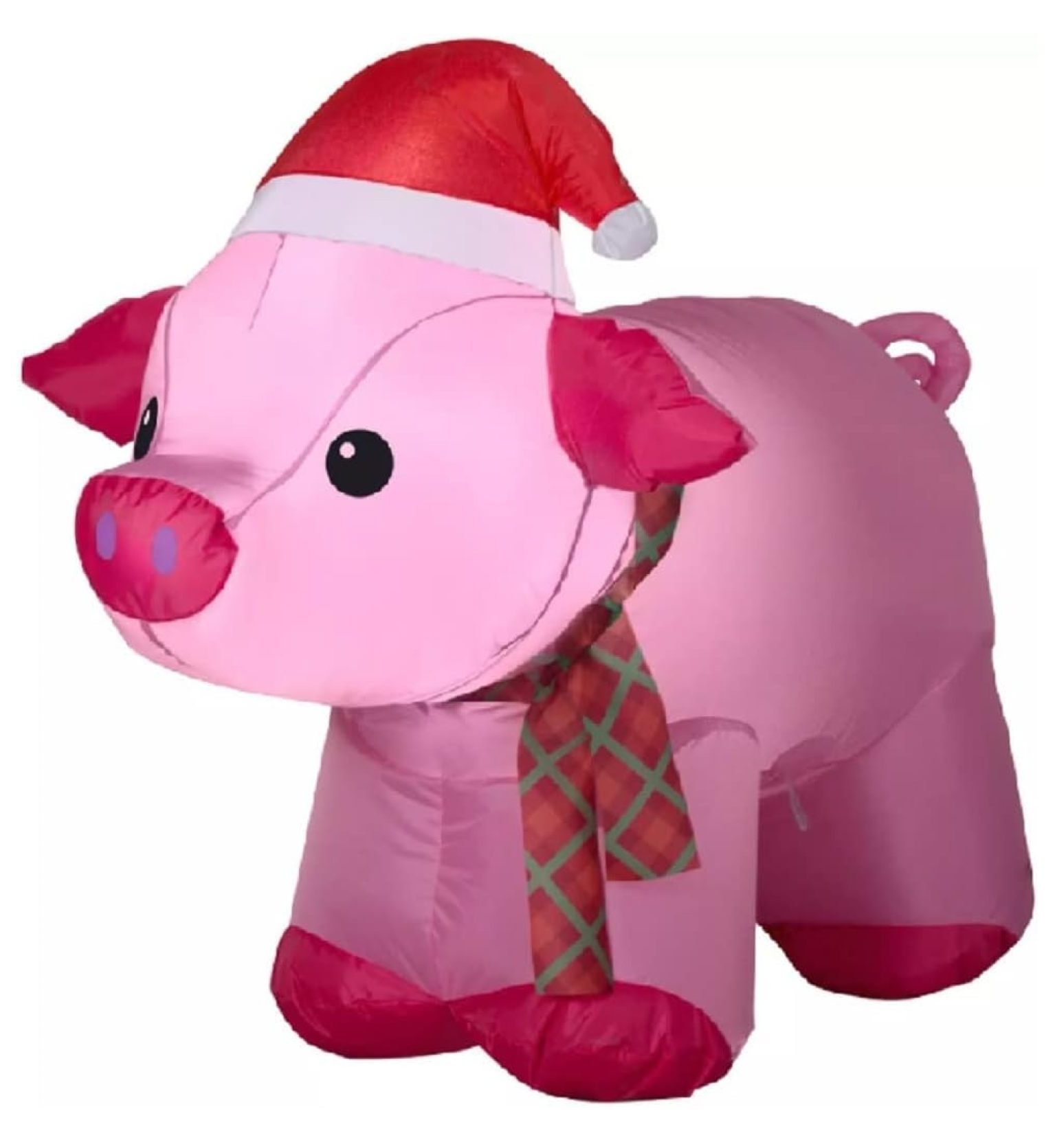 Cyber Distributors Inflatable Christmas Pig with Santa Hat Yard Decor