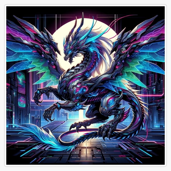 Cyber Dragon Fantasy Cyberpunk Animal Mechanical Creature Vinyl Sticker