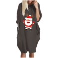thumbnail image 1 of Cyber of Monday under 10.00 LYXSSBYX Christmas Dresses Women Plus Size Clearance The Fashion Women's Winter Plus Size Loose O-Neck Pocket Christmas Printed Dress, 1 of 6