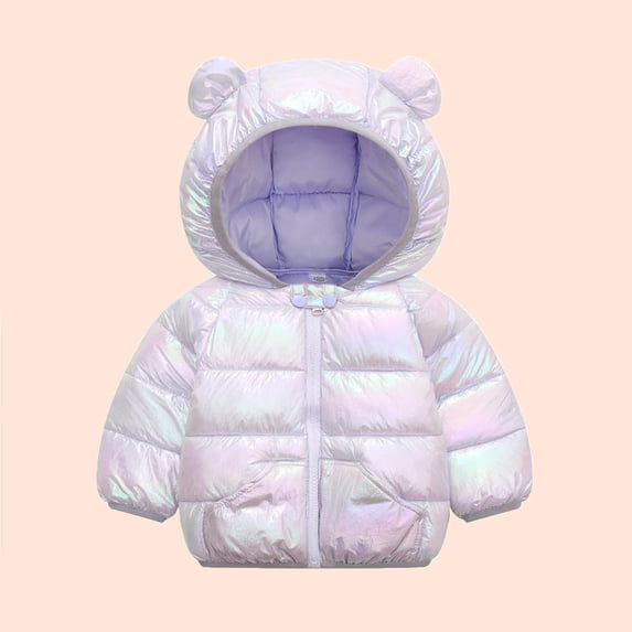 Cyber*Monday 2026 Under 10 Fayshow0 Toddler Kids Baby Boys Girls Fashion Cute Solid Color Colorful Windproof Padded Clothes Jacket Hooded Coat,Purple