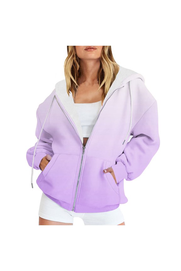 Womens Fall Fashion,Women'S Long Sleeve Floral/Gradient/Stripe Printed Sweatshirt Long Sleeve Pocket Jacket Zipper Hoodie Coat