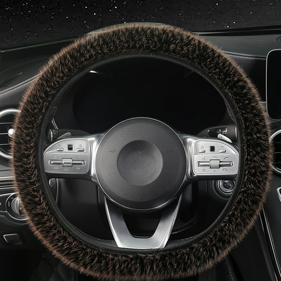 kkbbma Luxury Fluffy Winter Car Steering Wheel Cover for Women Soft Warm Plush Cute Auto Accessories for Vehicle, Sedan, Universal, Fuzzy, Anti Slip