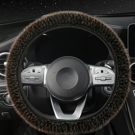 kkbbma Luxury Fluffy Winter Car Steering Wheel Cover for Women Soft Warm Plush Cute Auto Accessories for Vehicle, Sedan, Universal, Fuzzy, Anti Slip