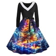 thumbnail image 1 of Cyber**Monday ChaoHeng Fall Dresses for Women Women's Long Sleeve Round Neck Christmas Print A-Line Party Dress, 1 of 3