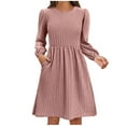 thumbnail image 1 of Cyber**Monday ChaoHeng Fall Dresses for Women Women's Solid Color Casual Ruched Long Sleeve V-Neck Bodycon Dress, 1 of 7