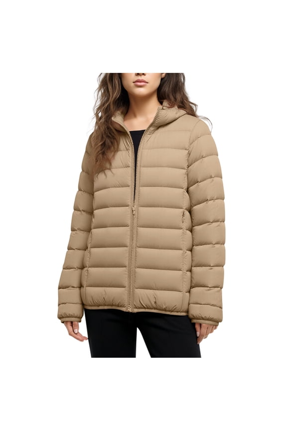 Cyber**Monday Chaoheng 2025 Jackets for Women Women's Lightweight Puffer Jacket,Slim Hooded Short Down Coat
