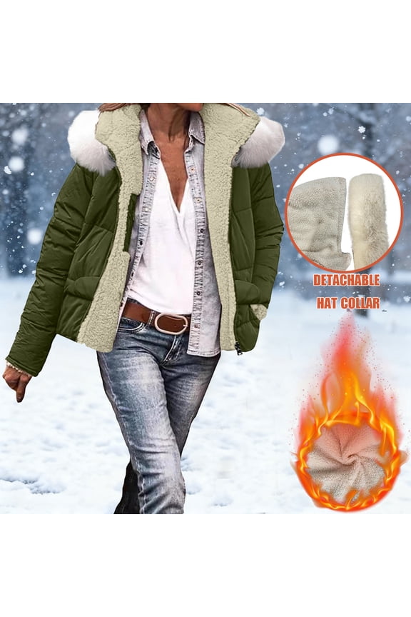 Cyber**Monday Chaoheng Long Winter Coats for Women Women's Hooded Winter Coat withRemovable Faux Fur Trim,Fleece Lined Parka