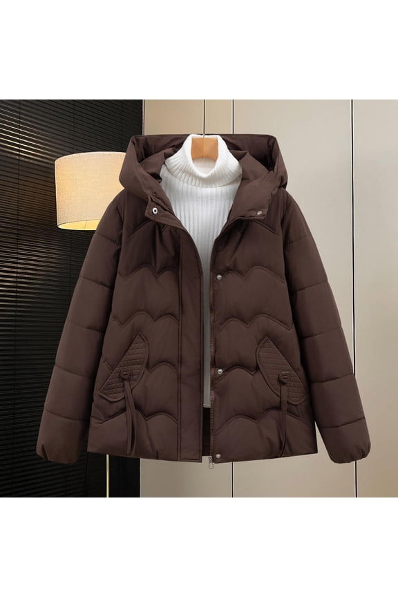 Cyber**Monday Chaoheng Womens Winter Coats Women's Hooded Puffer Jacket,Basic Long Sleeve Quilted Winter Coat