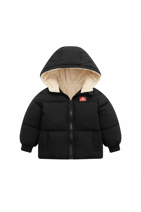 Cyber_Monday Clear ! Womens Clothing Under $ 10 Fayshow0 Toddler Baby Boys Girls Winter Fleece Padded Jacket Hooded Zip Jacket Coat,Black