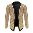 thumbnail image 1 of Cyber & Monday Clearance Dagegui Mens Open Front Jacket Fashion Sequin Suit Coat Long Sleeve Collarless Clubwear Jackets Sparkly Coats for Holiday Party Gold M, 1 of 1