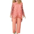 thumbnail image 1 of LYXSSBYX Pink Outfits for Women 2 Piece Sets Women's Plus Size Evening Dress Lace Embroidery Temperament Fit PantsTwo Piece Set, 1 of 4