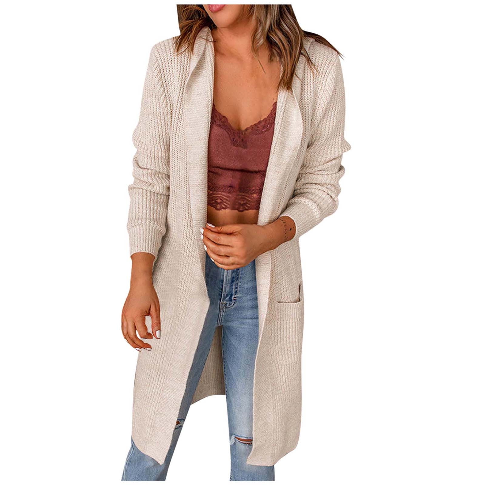 Cyber and Monday Deals 2023! EDHITNR Lightweight Cardigans for Women  Fashion Top Cardigan Pocket Medium And Long Cardigan Outwear Long Sleeve  Coat Wine S # Overstock Items Clearance All 