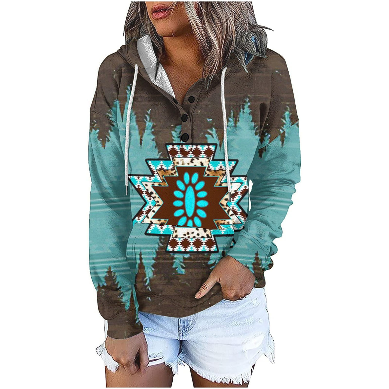 Cyber and Monday Deals 2023 MIANHT Winter 2023 Womens Hoodies Button