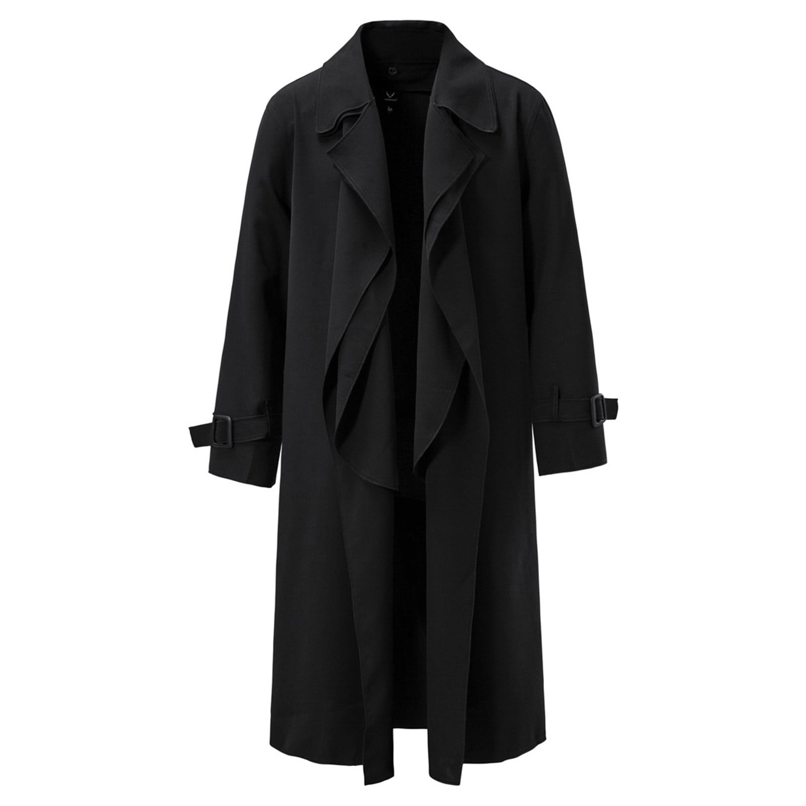 Cyber and Monday Deals 2023 Men's Trench Coats Slim Fit Double Breasted Long Jacket Notched