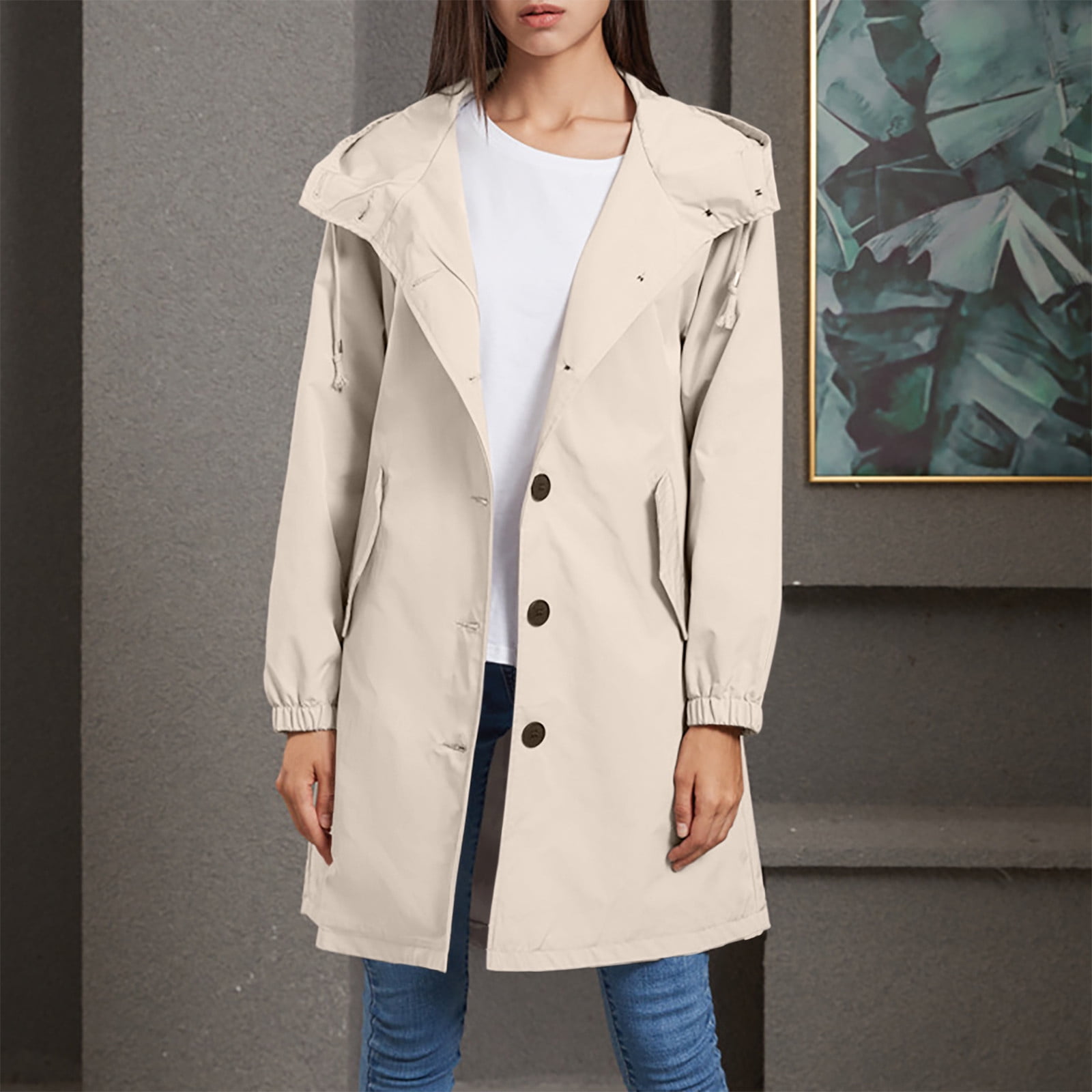 Cyber&Monday Deals 2023 Winter Womens Rain Jackets Trench Coats for