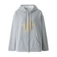 thumbnail image 1 of Usmixi Sweatshirt Coat for Women Winter Fleece Sweater Jacket for Women Fashion Star Print Drawstring Hooded Coat Long Sleeve Zip up Slim Sweatshirt Outwear with Pocket Weekly, 1 of 4