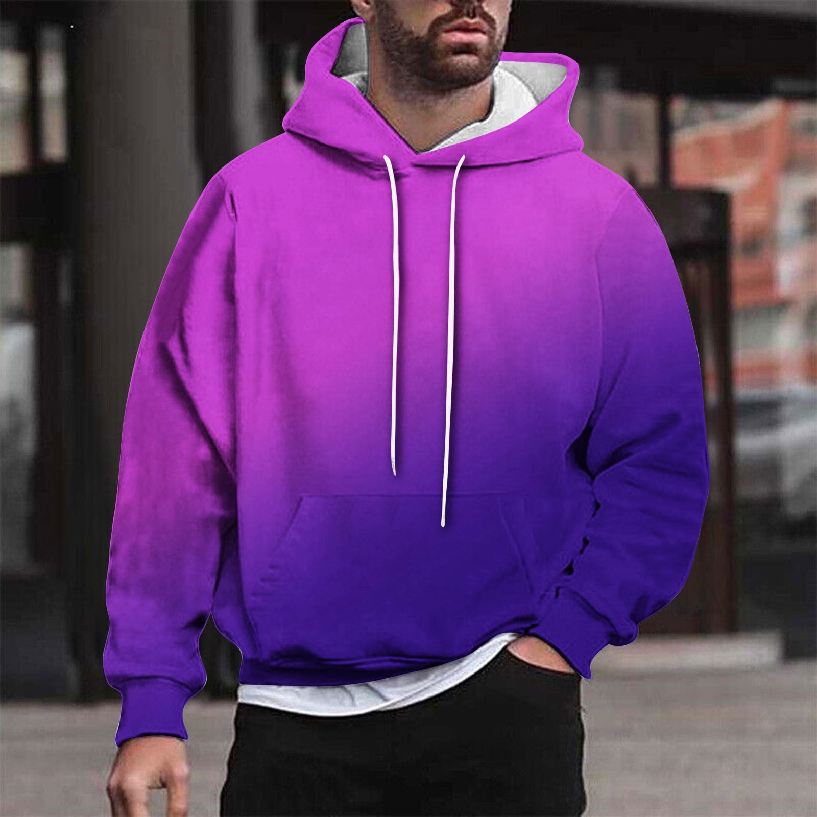Aloohaidyvio George Men's Tie Dye Hoodie Cowl Neck Long