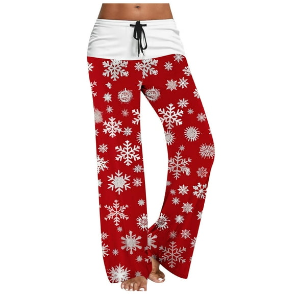 Buigttklop Christmas Pajamas Pants for Women Comfy Wide Leg Yoga Pants Xmas Pj Bottoms Holiday Lounge Pants Sleepwear