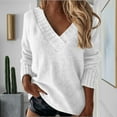 thumbnail image 1 of Buigttklop Women Casual Long Sleeve Sweaters Soft Loose Fit Cable Chunky Knit Pullover V Neck Oversized Tunic Sweater Tops, 1 of 6