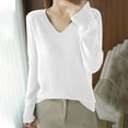 thumbnail image 1 of BUIgtTklOP Women's Fall Winter Sweater V-Neck Pullover Knitted Large Size Tops Cute Soft Ladies Dressy Casual Outfits, 1 of 3