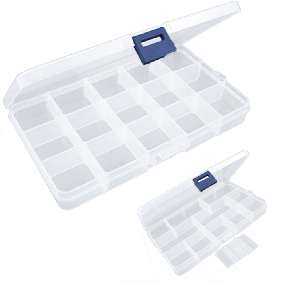 Nrmrqz 15 Slots Plastic Fishing Hook Tackle Box Storage Case Organizer