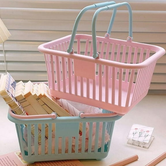 Cyber and Monday Sales kkbbma Mini Plastic Baskets for Organizing and Storage Mini Desktop Storage Basket with Handle Student Stationery Pen Support Toiletries Cosmetics Organizer Storage Box