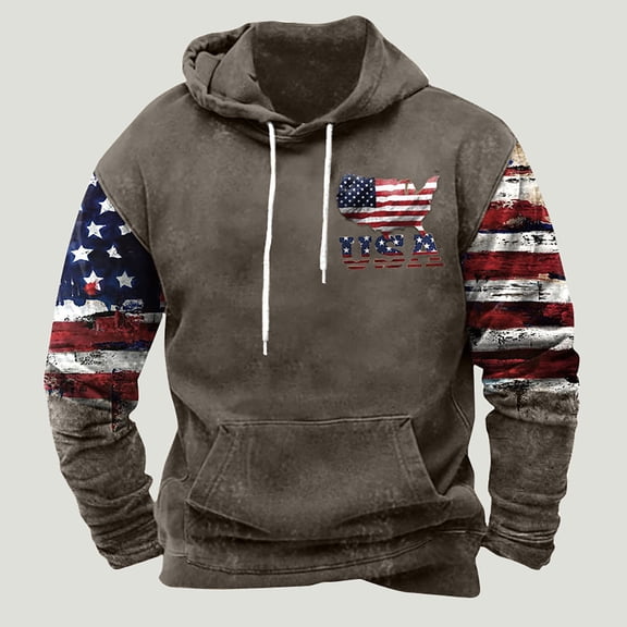 Cyber.Monday /Black and Friday Mens Plus Size Multi Packs Fayshow0 Men Comfortable Hoodie Heart Pattern Printed Hooded Pocket Drawstring Sweatshirt,Coffee M