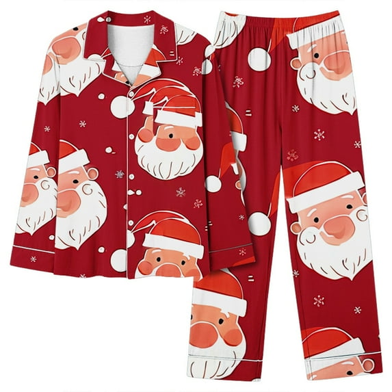 Xihbxyly Christmas Pajamas for Women, Women's Christmas Printed Pajama Set for Daily Home Wear Two-Piece Pajama Set with Pocket