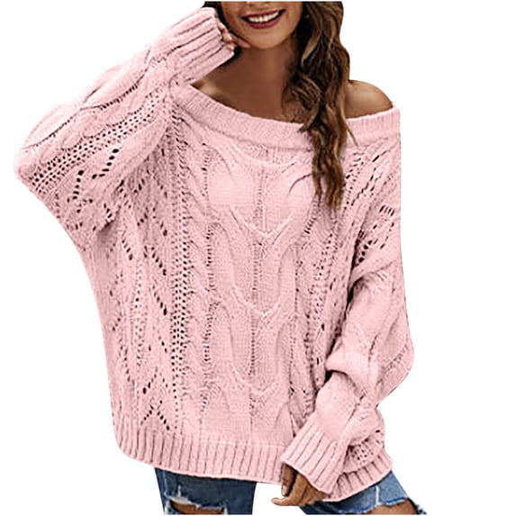 Cyber.Monday Deals/Black and Friday Clearance Under $1.50 Fayshow0 Ladies Fashion Loose Long Lleeve Sweater Pullover