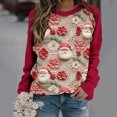 thumbnail image 1 of Clear 50% off Wycnly Christmas Sweater Xmas Christmas Sweatshirt Fashion Women Color Block Floral Santa Claus Print Sweatshirt Girls Loose Crewneck Long Sleeve Pullover Blouses, 1 of 3
