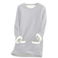 thumbnail image 1 of Cyber & Monday Deals Clothes Fjofpr Womens Winter 2 Piece Plush Sweatsuits Sets Casual Round Neck Long Sleeve Pullover Top with Pockets and Pants Lounge Warm Suit, 1 of 4