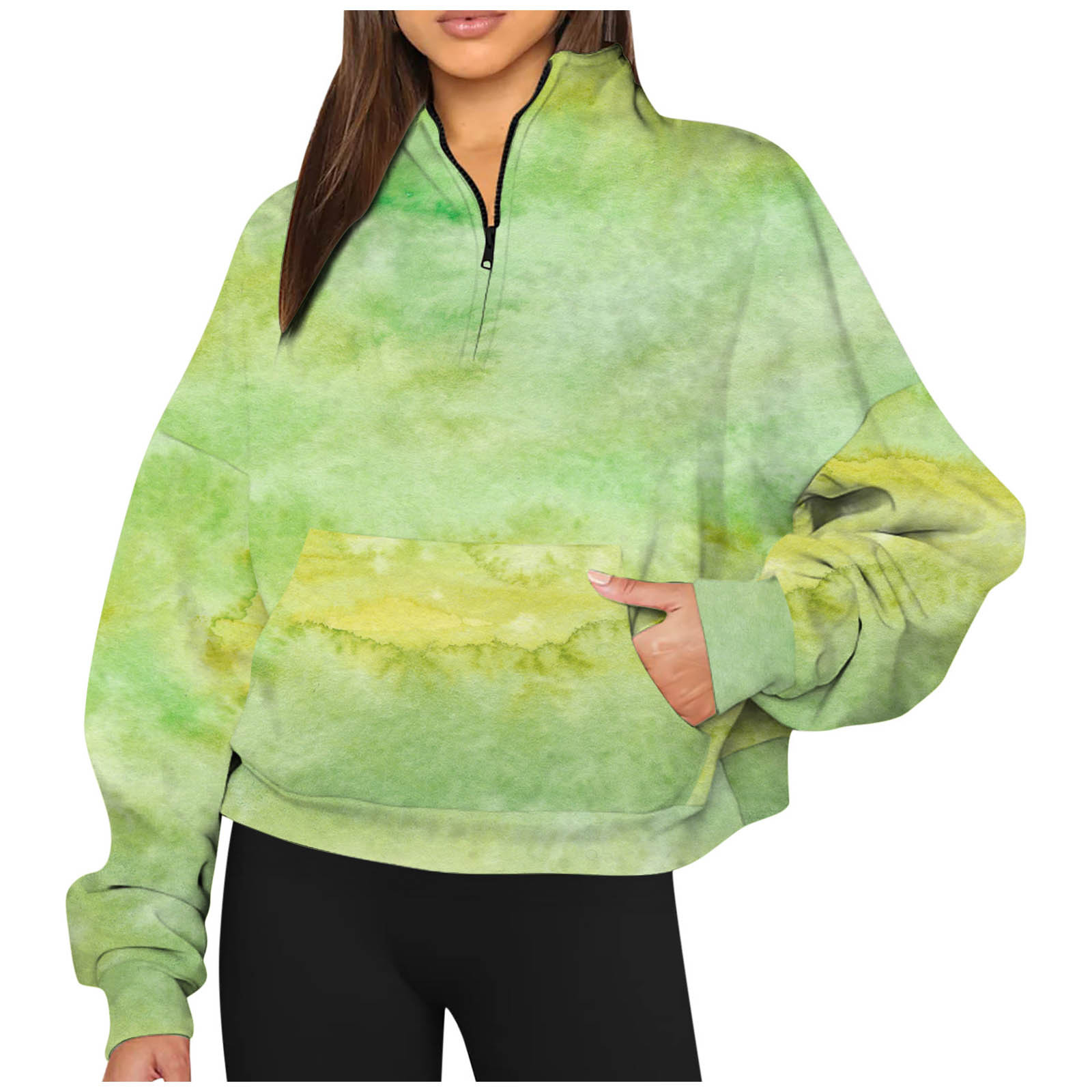 Cyber and Monday Deals Dianli Womens Half Zipper Sweatshirt Striped