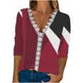 thumbnail image 1 of Dyegold Casual Long Sleeve Tops For Women Fashion Fall 2023 V Neck Lace Trim Sexy Blouses Floral Printed Shirts Loose Tshirt, 1 of 5