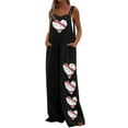thumbnail image 1 of Cyber&Monday Deals Dyegold Jumpsuits for Women Casual, Flowy Jumpsuits for Women Heart Baseball Print Fashion Baggy Loose Playsuit Overalls Sleeveless ​Square Neck ​Rompers, 1 of 4