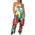 thumbnail image 1 of Cyber&Monday Deals Dyegold Jumpsuits for Women Casual, Sleeveless Jumpsuit Rompers for Women Floral Print V-Neck One Piece Playsuit Long Pants ​Pocket Summer Fashion ​Rompers, 1 of 5