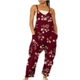 thumbnail image 1 of Cyber&Monday Deals Dyegold Jumpsuits for Women Casual, Women's Sleeveless Vintage Floral Print Wide Leg Jumpsuit With Pockets Casual Summer Trouser Long Pants ​V Neck ​Romper, 1 of 5