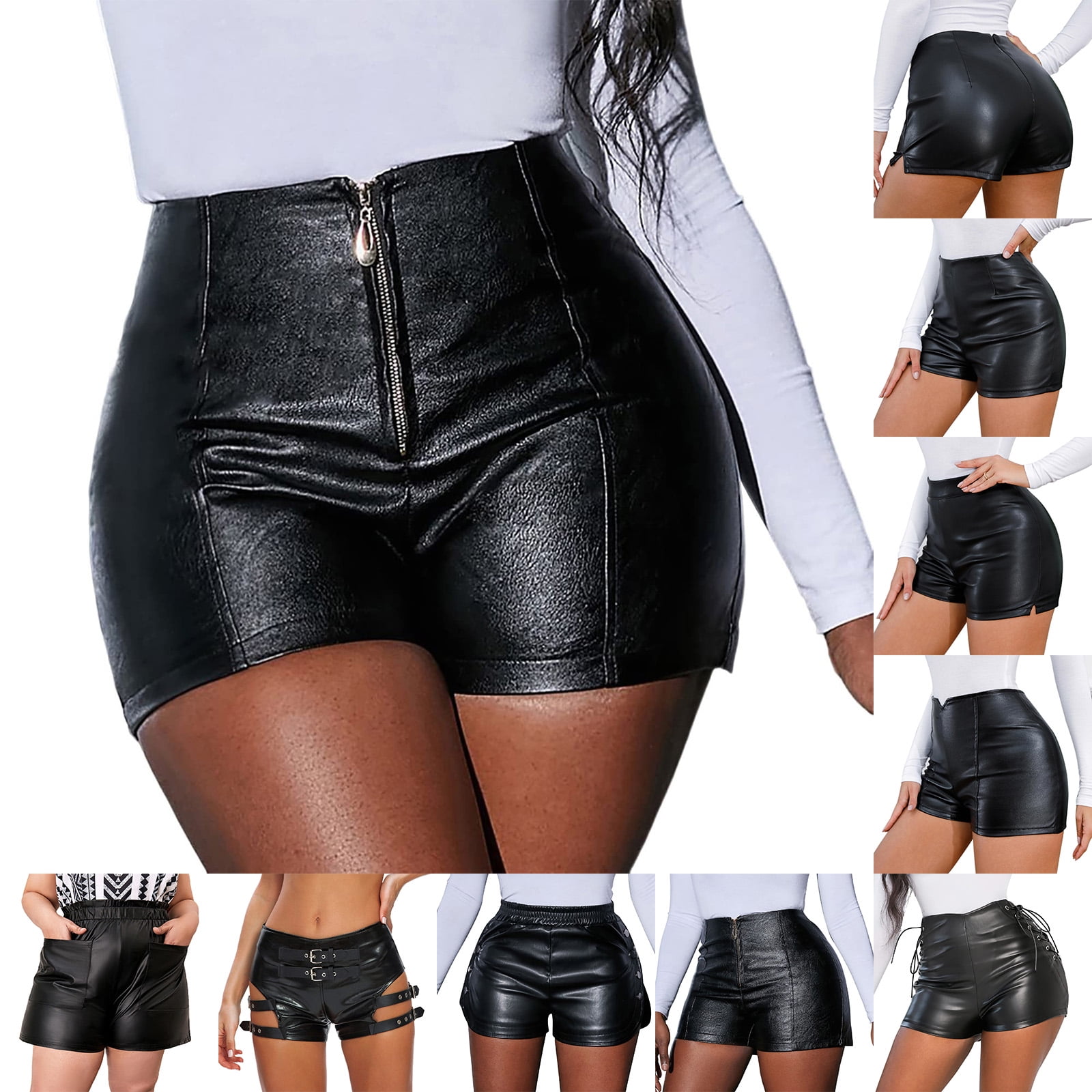 Cyber&Monday Deals Dyegold Leather Shorts For Women Summer Casual High  Waisted Black PU Leather Stretchy Sexy Hot Pants Faux Leather Shorts -  Walmart.com