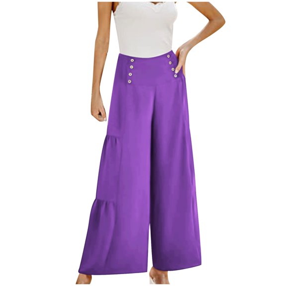 Dyegold Split Leg Pants For Women Plus Size Wide Leg High Waist Yoga Pants Casual Loose Summer Flowy Boho Beach Palazzo Pant