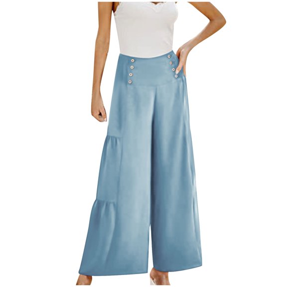 Dyegold Split Leg Pants For Women Plus Size Wide Leg High Waist Yoga Pants Casual Loose Summer Flowy Boho Beach Palazzo Pant