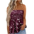 thumbnail image 1 of Dyegold Summer Tops for Women 2023, Cute Summer Tube Tops for Women Leopard Tie Dye Bandeau ​Loose Swing Pleated Off Shoulder Sleeveless Henley Shirts Tank, 1 of 5