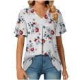 thumbnail image 1 of Cyber&Monday Deals Dyegold Summer Tops for Women 2023, Summer Short Sleeve Tees Shirt Cute Tops for Women Trendy Going Out Casual Flowy Blouses Floral Print V-Neck ​Tunic Top, 1 of 5