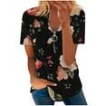 thumbnail image 1 of Cyber&Monday Deals Dyegold Summer Tops for Women 2023 Trendy, Summer Womens Blouses and Tops Casual Sunflower Print Zipper Tshirt Short Sleeve V-Neck Tunic Tops Comfy Cozy ​Shirt, 1 of 5
