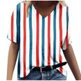 thumbnail image 1 of Cyber&Monday Deals Dyegold Summer Tops for Women 2023 Trendy, Womens 4th of July US Flag Shirts Dressy Casual V Neck Short Sleeve Blouses 2023 Plus Size Summer ​Patriotic Top Tee, 1 of 5