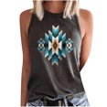 thumbnail image 1 of Cyber&Monday Deals Dyegold Summer Tops for Women 2023, Western Ethnic Style Print Womens Tank Tops Dressy Casual Loose Basic Tunics T-Shirts Sleeveless Round Neck ​Blouses, 1 of 4
