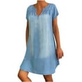 thumbnail image 1 of Cyber&Monday Deals Dyegold Sundresses for Women Casual Beach - Church Dresses for Women 2023 V-Neck Short Sleeve Plus Size Denim Midi Sun Dresses ​Loose Fit Summer ​Holiday ​Dress, 1 of 8